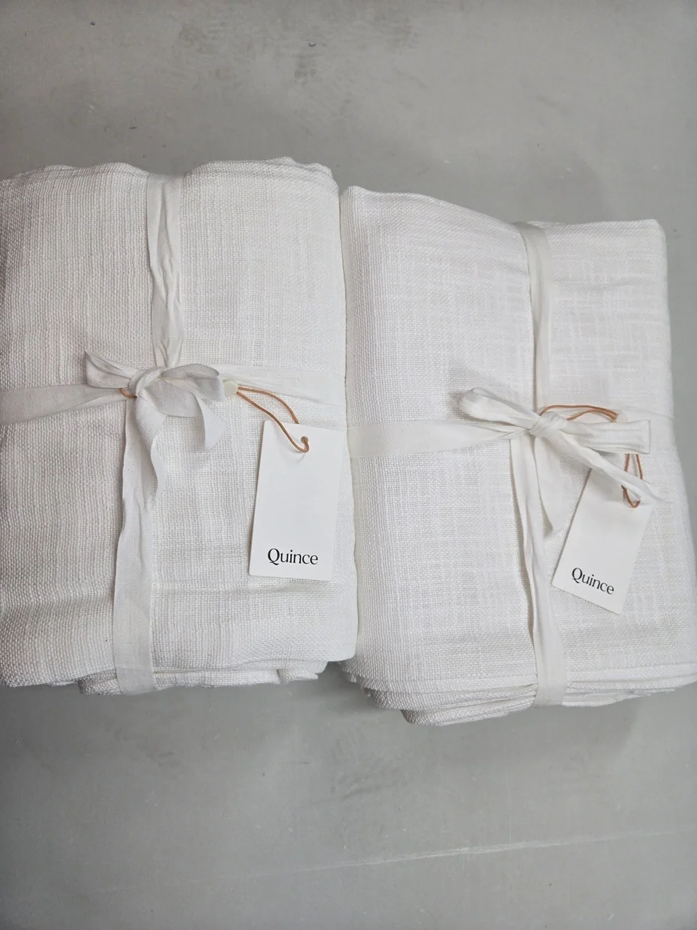 NWT QUINCE Set Of 2 48x96 Cotton Sheer Curtains White 9754